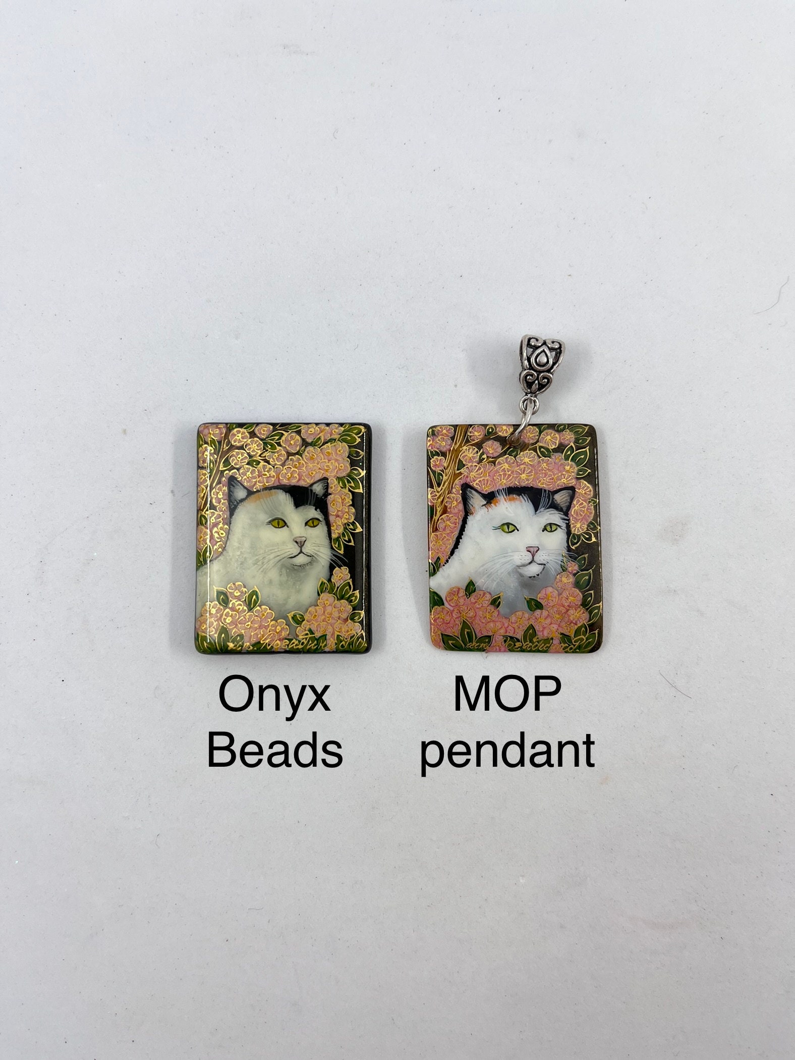 手描きの猫ペンダント：桜の漆芸ペットギフト - Etsy 日本