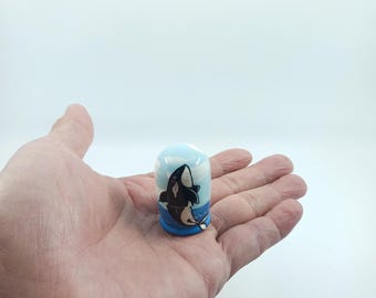 Hand Painted Orca Nesting Dolls: 5 Piece Miniature Matryoshka