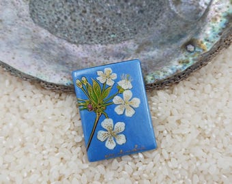 Hand Painted Cherry Blossom Agate Pendant, Lacquer Art Jewelry