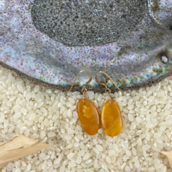 Hand made, baltic amber earrings, Sterling silver hook, Butterscotch amber, Global Curiosity, Summer jewelry, Gift for her, amber gift