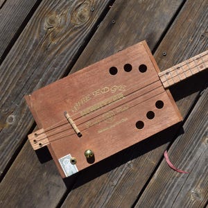 Cigar box guitar, 3 string cbg, piezoelectric pickup, one-of-a-kind handmade musical instrument