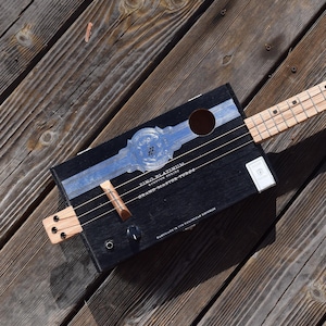 Cigar box guitar, 3 string cbg, piezoelectric pickup, one-of-a-kind handmade musical instrument