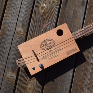Cigar box guitar, 3 string guitar, handmade cbg, piezo pickup