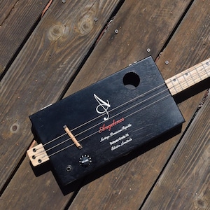 Cigar box guitar, 3 string cbg, piezoelectric pickup, one-of-a-kind handmade musical instrument