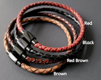 Simple Leather Bracelet, Personalized Gift