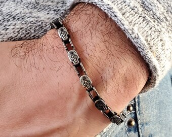 Silver Steel Cross Men Bracelet
