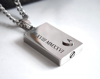 Engraved Heart Urn Necklace, Personalized Container Necklace, Customized Memorial Gift, Keepsake Pendant