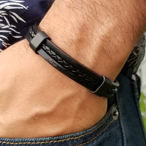 Men Leather Bracelet, Brown Leather Bracelet