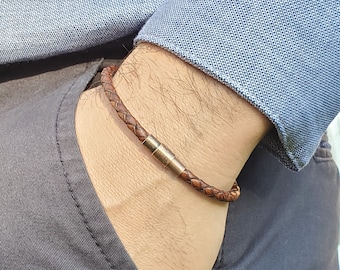 Simple Thin Braided Leather Bracelet, Braided Bracelet, Men Bracelet Custom Sized