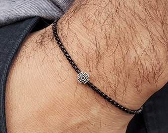 Minimalist Men Cross Bracelet,  Chain Bracelet For Him, Fathers Day Gift