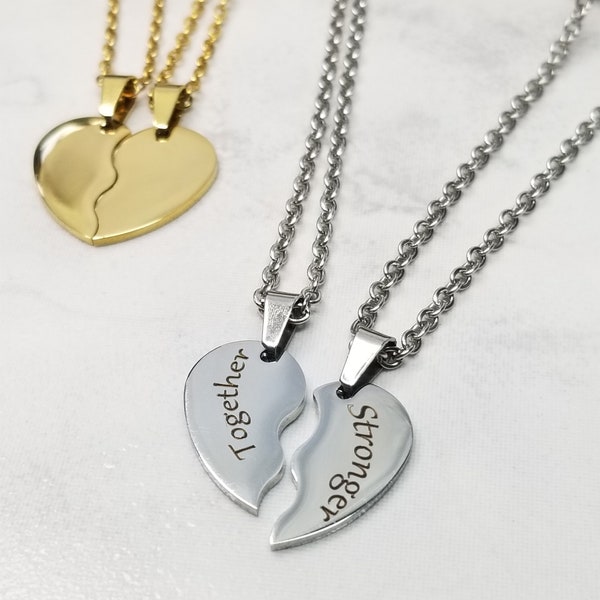 Split Heart Necklace Etsy