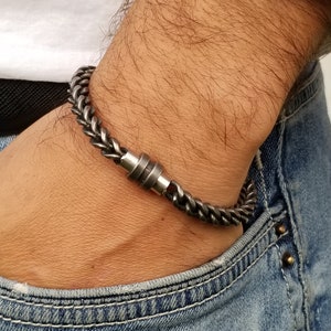 Stainless Steel Men Chain Bracelet, Sturdy Mens Bracelet, Gift for Him