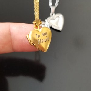Small Personalized Heart Locket Necklace, Photo Women Necklace, Gift for Her