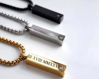 Personalized Bar Urn Necklace, Engraved Container Necklace, Customized Keepsake Pendant, Memorial Gift