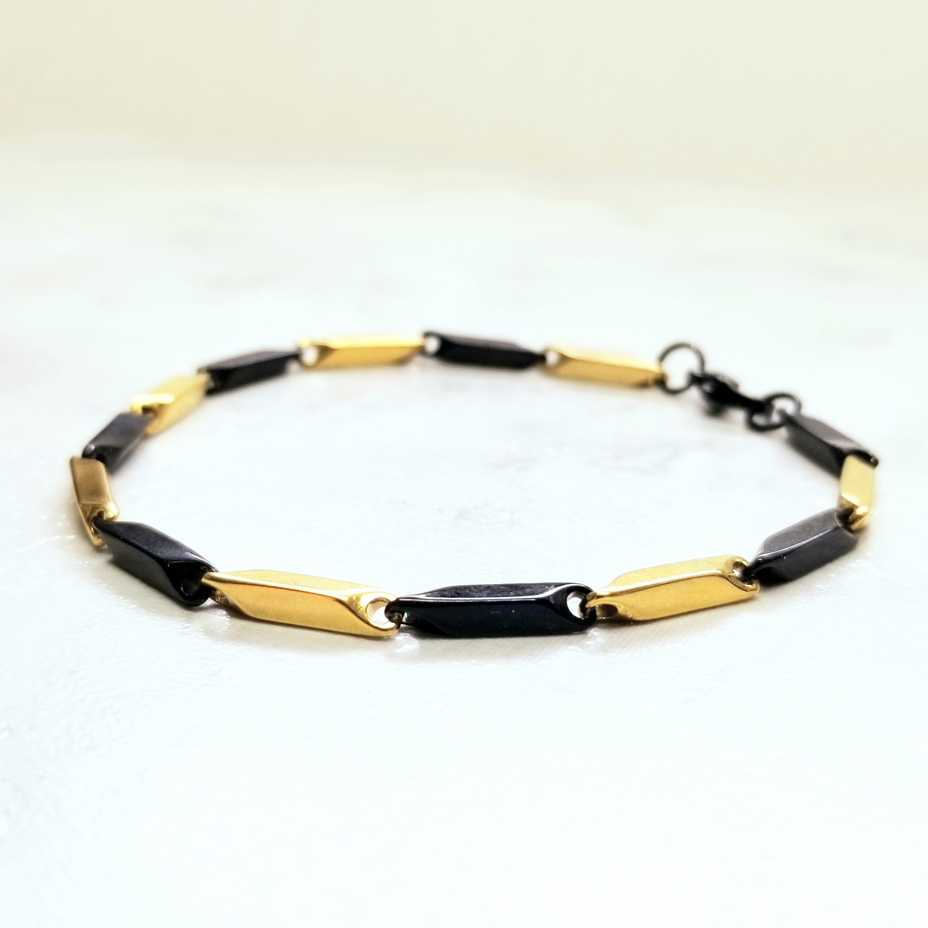 Black gold bracelet mens discount
