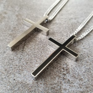 Men Cross Necklace, Stainless Steel Necklace, Engraved Men Necklace, Personalized Cross Pendant, Men Gift