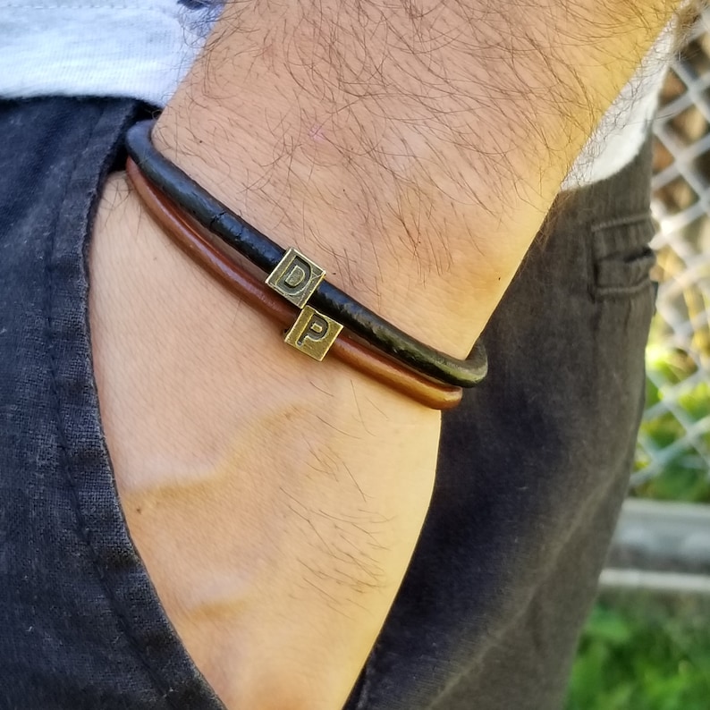 Mens Bracelet Initial Bracelet Men Leather Bracelet Etsy