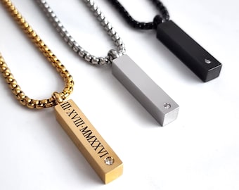 Engraved Bar Urn Necklace, Personalized Container Necklace, Customized Memorial Gift, Keepsake Pendant