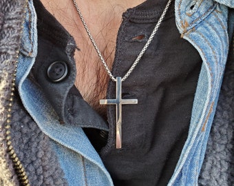 Silver Men Cross Necklace