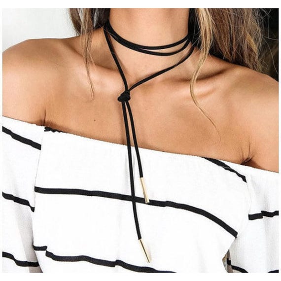 Long black choker sale