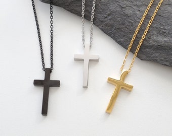 Simple Stainless Steel Cross Men Necklace