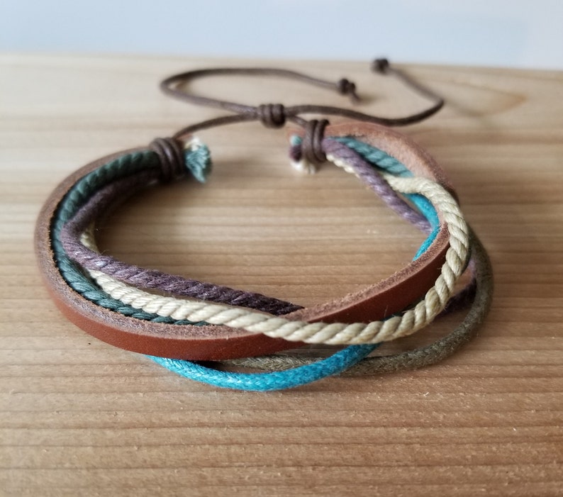 Mens Leather Bracelet Multilayered Mens Bracelet Hemp Cord Etsy Canada