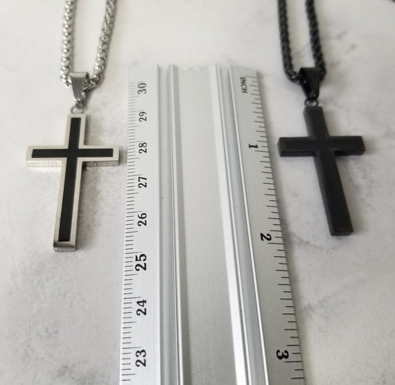 Men Cross Necklace Silver Cross 