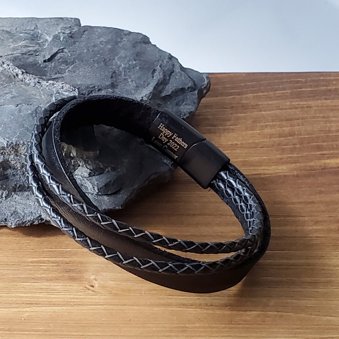 Personalized Mens Leather Bracelet Etsy