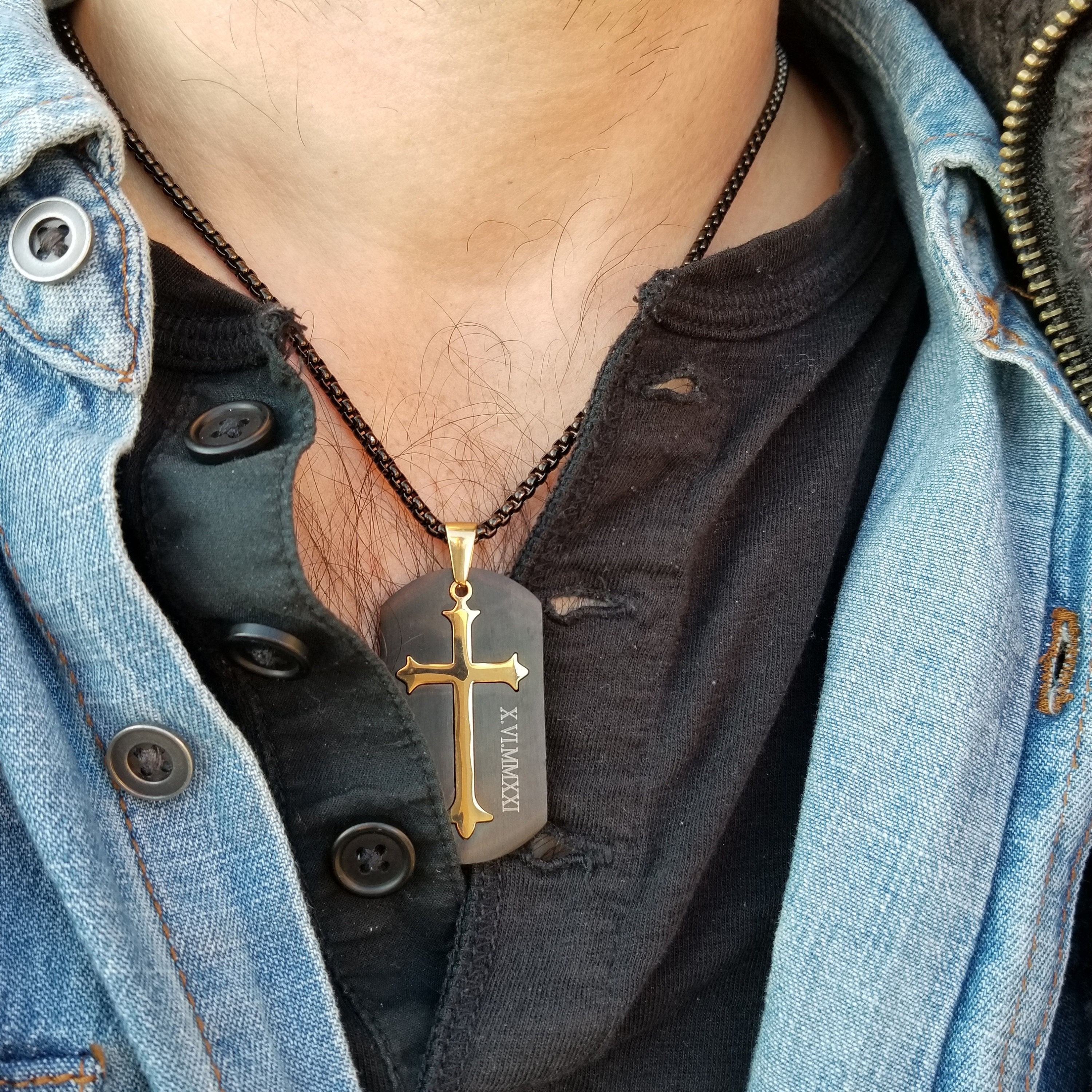 Dog tag cross pendant discount