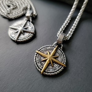 Personalized Compass Engraved Men Necklace