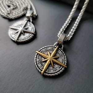 Personalized Compass Engraved Men Necklace