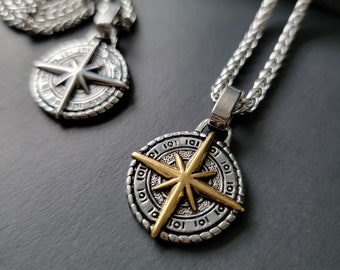 Personalized Compass Engraved Men Necklace