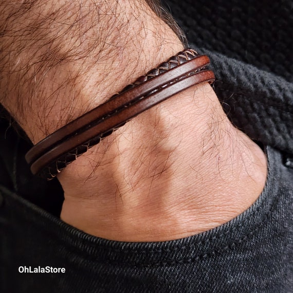 Braided Leather Cheap Bracelets For Guys Braided Leather Magnetic