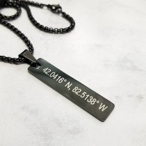 Men Coordinate Bar Necklace, Personalized Men Jewelry, Gift for Him