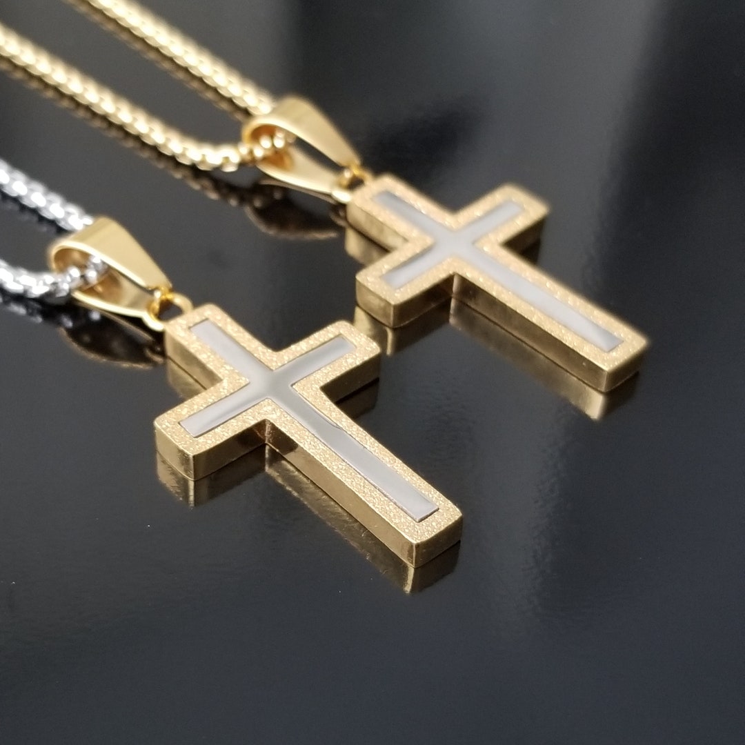 Gold Cross Necklace, Engraved Men Necklace, Personalized Gift for Him Etsy