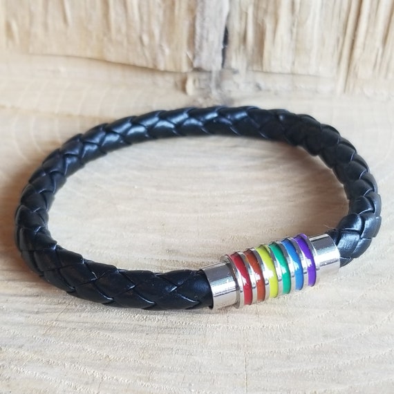 Pride Leather Bracelet Gay Pride Bracelet Rainbow Flag Bracelet LGBTQ Bracelet Etsy Australia