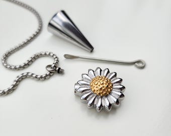 Personalized Sunflower Urn Necklace, Engraved Container Women Necklace, Customized Memorial Necklace