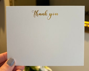 Gold Foil Thank You Cards - Thick White Paper, 25 Card Set
