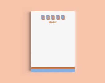 Mahjong Customizable Name 5x7 Notepad - Blue/Orange