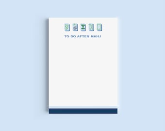 Mahjong Customizable Name 5x7 Notepad - Blue/Green