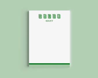 Bloc de notas de 5 x 7 con nombre personalizable de Mahjong