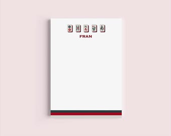 Bloc de notas de 5 x 7 con nombre personalizable de Mahjong