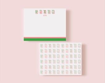 Mahjong Customizable Name A2 Stationery Cards
