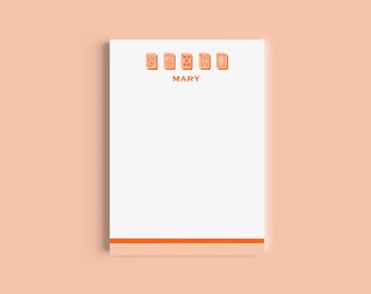 Mahjong Customizable Name 5x7 Notepad - Orange