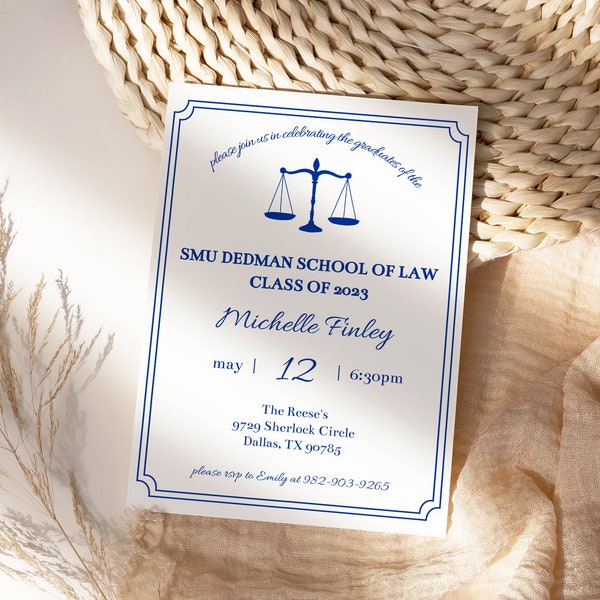 Law School Graduation Invitation | Editable Template | Digital Instant Download