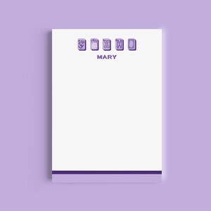 Mahjong Personalizowana Nazwa 5x7 Notatnik - Fioletowy