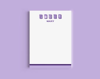 Bloc de notas personalizable Mahjong de 5 x 7 pulgadas (morado)