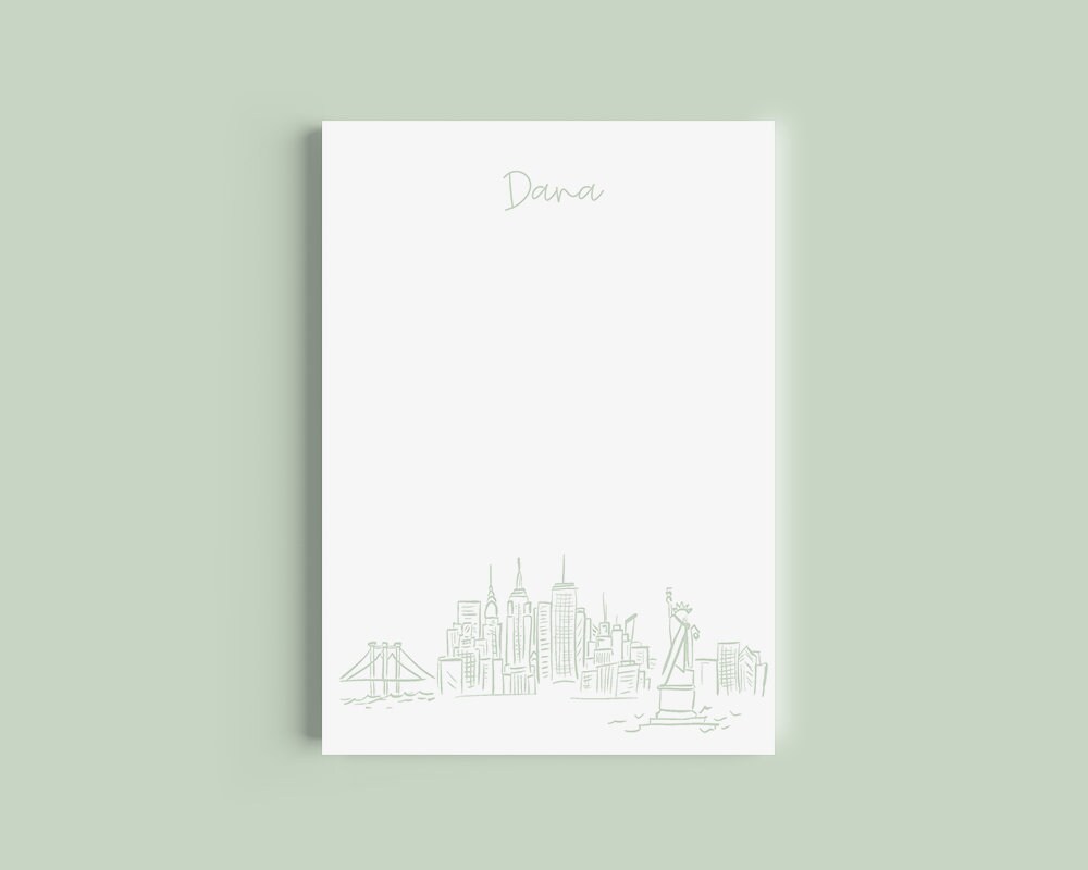 New York City Skyline Customizable Name Notepad