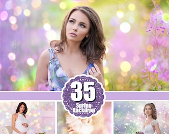 35 spring summer pastel photo art backdrops, Bokeh, Photoshop background textures overlay, digital backdrops,  Photo overlays, jpg