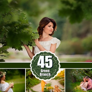 45 Branches Photo Overlays, shooting through branches, tree, green, leaves, spring, summer Photoshop Overlay, Photoshop Overlays, png file